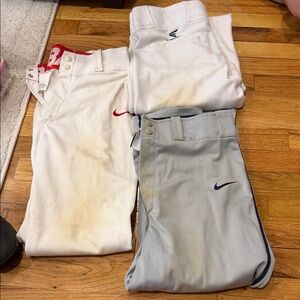 Nike Men White and Light Gray Baseball Bottoms